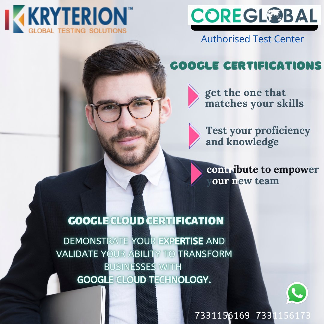 coreglobalit's tweet photo. Best #Kryterion test center in #Hyderabad for #Googlecloud certification exams https://t.co/sxBnGRA3zz