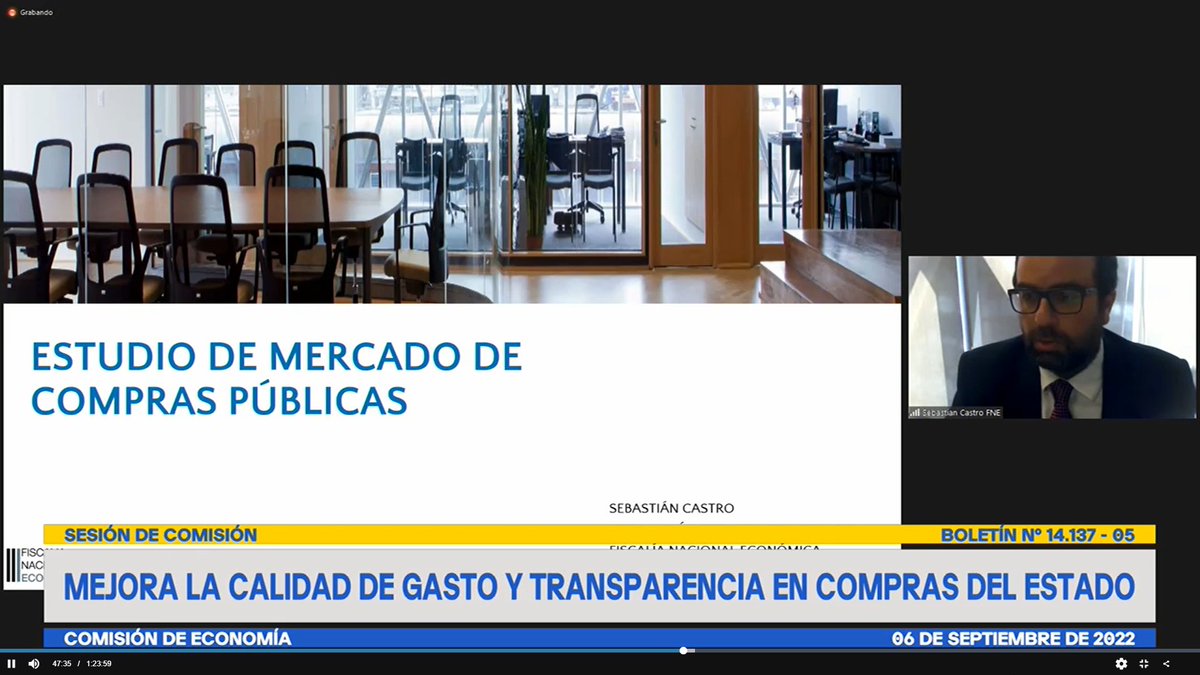 ChileFne's tweet photo. El jefe de Estudios de Mercado de la FNE, Sebastián Castro, junto a la abogada Macarena Alliende, asistieron hoy a una sesión de la Comisión de Economía del Senado para exponer el Estudio de Mercado de Compras Públicas realizado por la institución. https://t.co/VD65fKUlf0 https://t.co/qIO5TA043O