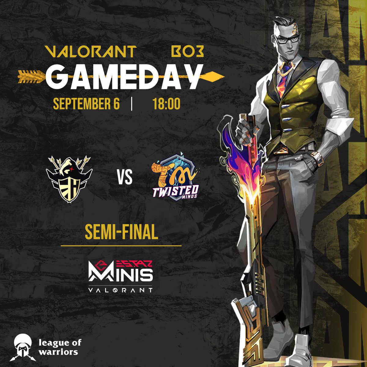 EldHunters's tweet photo. 🛡️ GAME DAY 🛡️

👑 The game of today - Semi Final !

🏆 .Estaz Valorant Minis Tournament.
⚔️ .Against Twisted Minds
🗺 .BO3
🕣 .At 18:00 PM

❤️ Your support is always needed!

#ELDFTW #ELD https://t.co/l54CvX8Kis