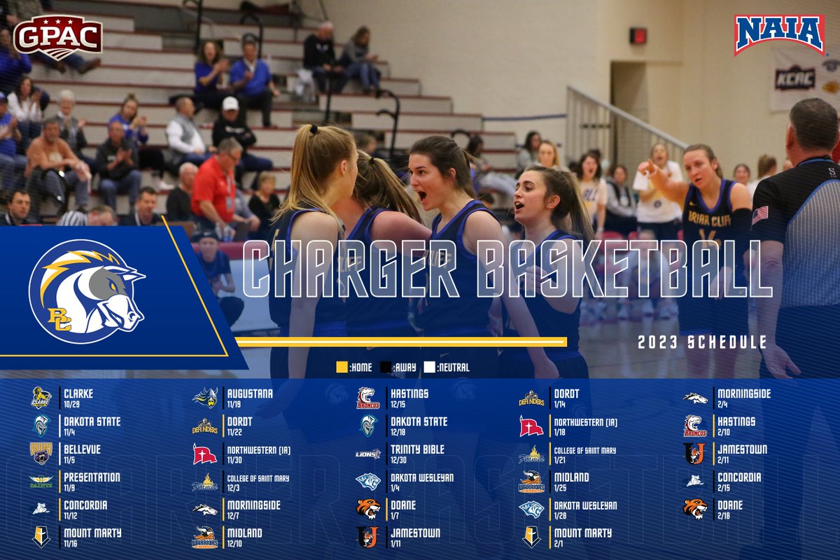 ‼️ 22/23 SCHEDULE RELEASE ‼️

Key Dates:

10/29: Season Opener at Clarke 
11/9: Home Opener vs Presentation
11/12: Conference Opener vs Concordia

#BattleOn