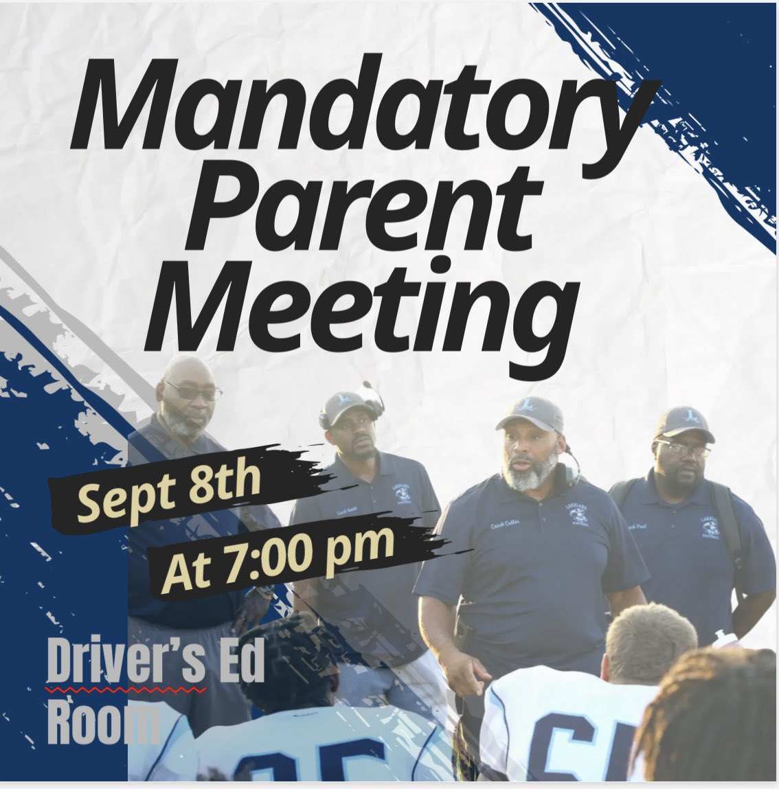 LHSCavsFootball's tweet photo. Please plan to attend the parent meeting this Thursday at 7:00 pm! https://t.co/eyTlPzeR4S