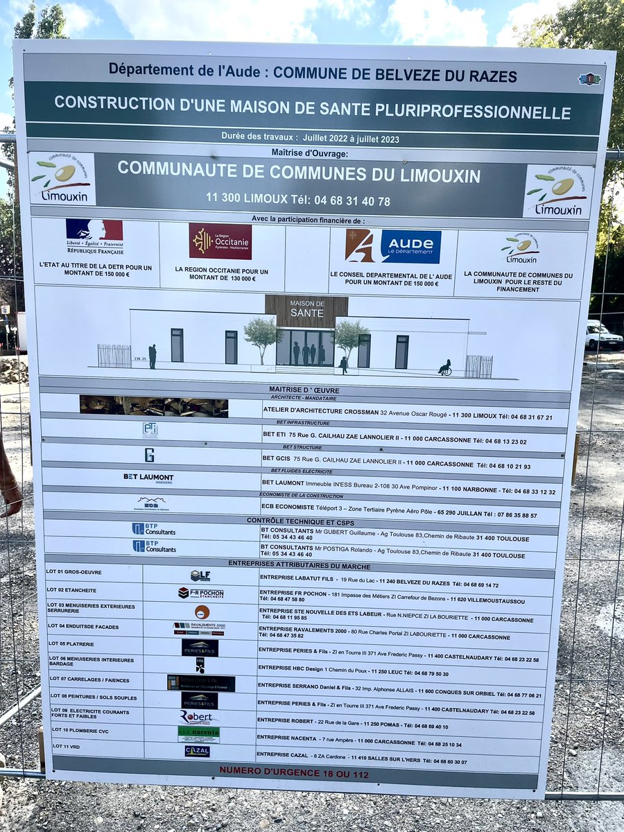 sebastienpla's tweet photo. Lancement des travaux de construction de la maison de santé pluriprofessionnelle à Belvèze du Razès, porté par la communauté de communes du #Limouxin.
26 professionnels y seront réunis pour assurer la continuité des soins dans cette zone rurale, avec le soutien des collectivités. https://t.co/XPkc4QjSfy