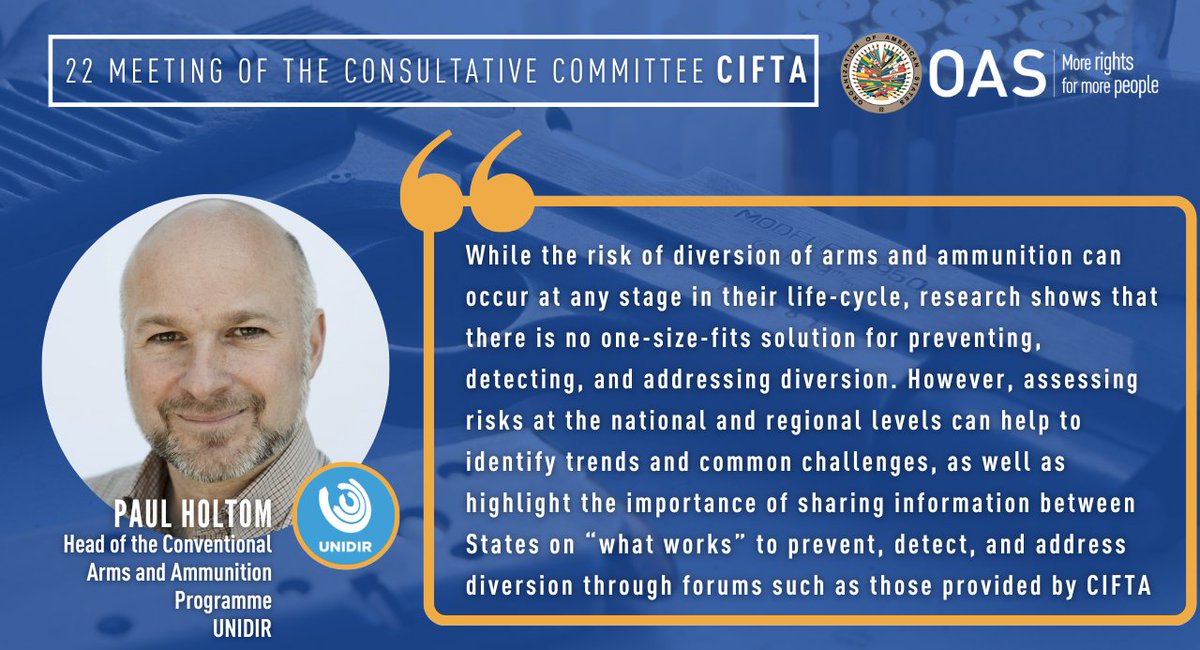 .<a href="/HoltomP/">paul holtom</a> from <a href="/UNIDIR/">United Nations Institute for Disarmament Research</a>, during the panel on the control of arms transfers to prevent illicit trafficking, at the #22ComitéConsultivoCIFTA