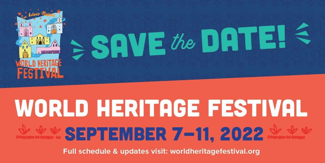 Join the <a href="/COSAGOV/">City of San Antonio</a> World Heritage Office for the 7th Annual World Heritage Festival from Sept. 7-11, 2022! This annual event celebrates the cultural significance of the <a href="/MissionsNPS/">San Antonio Missions National Historical Park</a>, the only UNESCO World Heritage Site in Texas.

See event schedule here: bit.ly/3BfrlHs