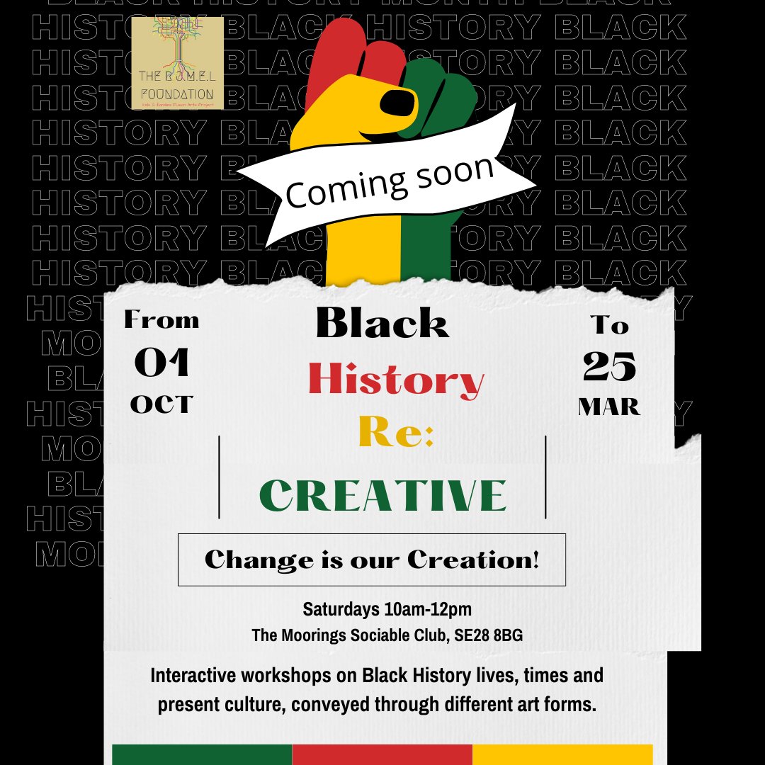 Sit tight for our new exciting upcoming programme for young people in Thamesmead #BHM #BlackHistoryMonth #YOUTH #KNOWLEDGE