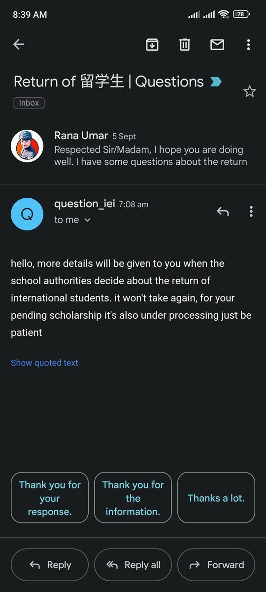 Umar____Rana's tweet photo. @Aqsakha84836748 @JiRongMFA We should not lose hope. We are students and we have every right to be in physical classes and experience Chinese culture as we chose to be there. 
Today I received a positive response from my uni in Beijing. Still no NOC. Allah is better planner &amp; Planned Good for us. https://t.co/0UXCVFGpWp