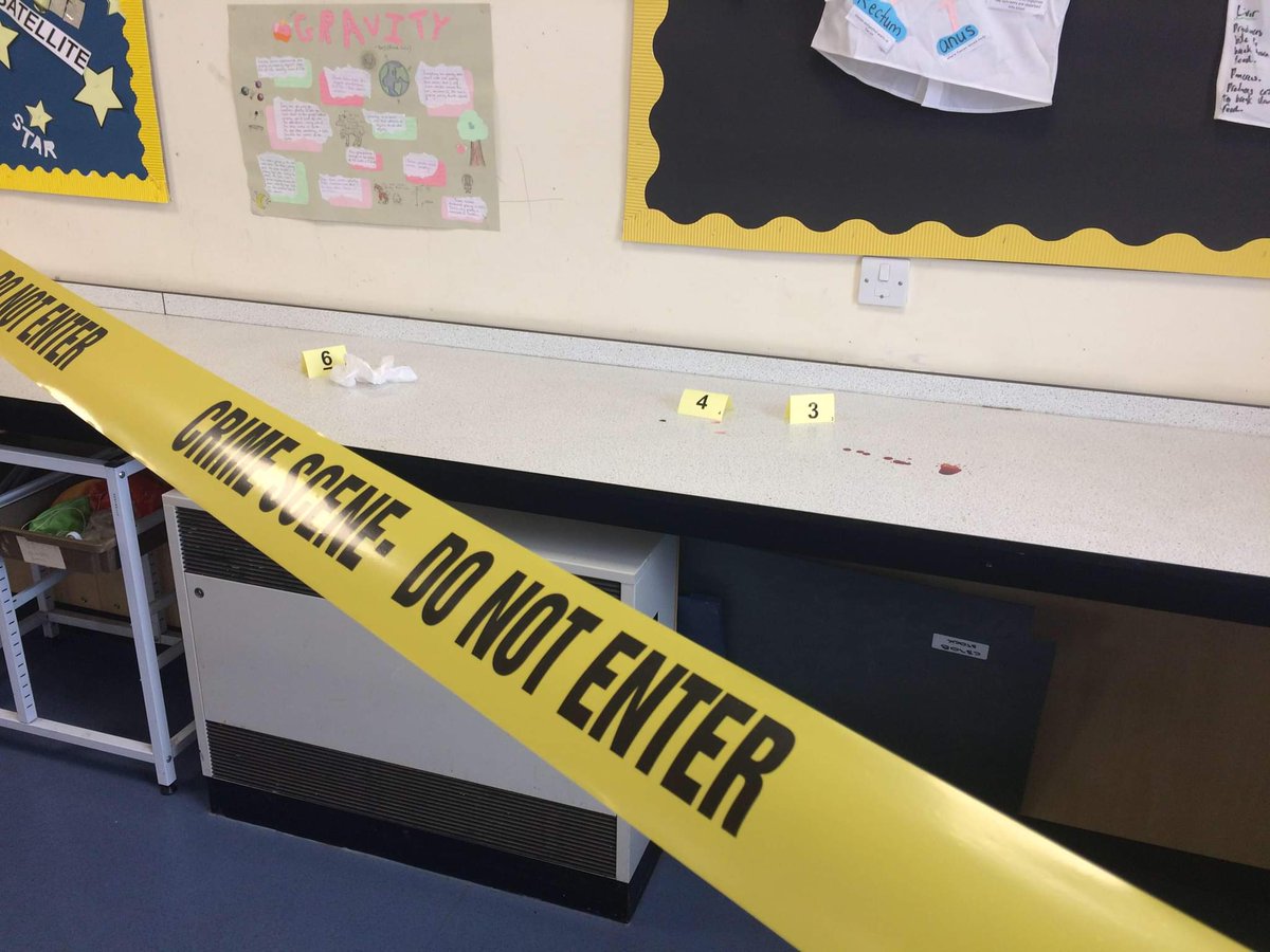 ClywedogScience's tweet photo. Year 8 have started working on their CREST award already, solving a crime in Miss D's lab. Let's hope there are some fingerprints to find and they can figure out the best way to lift them! https://t.co/6DStXjGArR