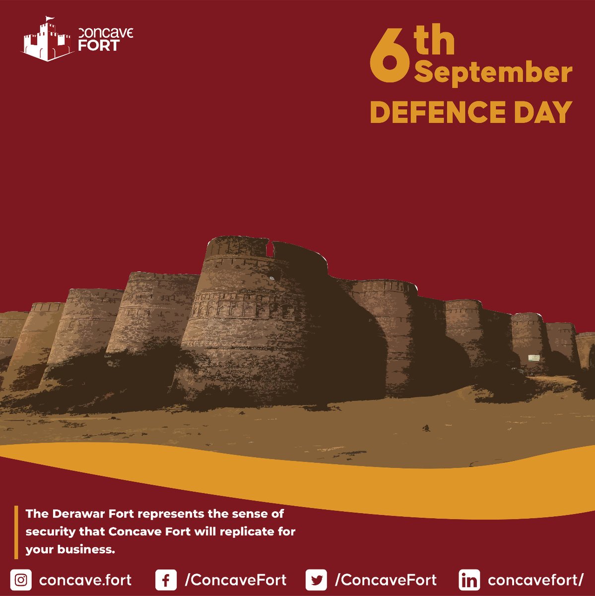 ConcaveFort's tweet photo. Celebrate this Defence Day with Concave FORT!
#DefenceDay #PakistanZindabad #ConcaveFORT #Concave #Cybersecurity #protection #DerawarFort #6September https://t.co/GFTtcWqUdB