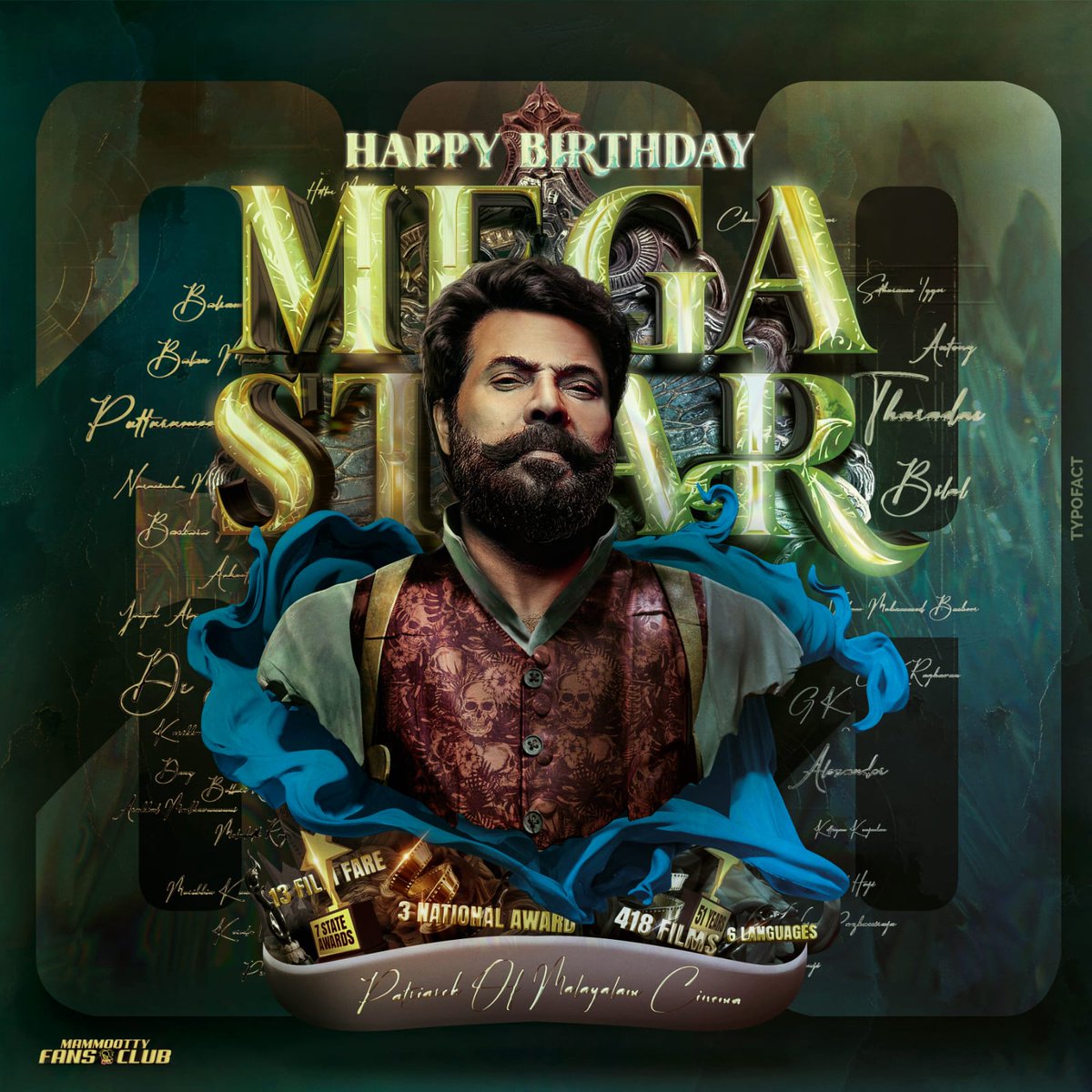 rameshlaus's tweet photo. Here’s the Official Common DP to Celebrate @mammukka’s birthday !!

Design: @amaltypofact

#HappyBirthdayMammukka 

#Mammootty @MammoottyFC369 https://t.co/9f5q2TG1cG