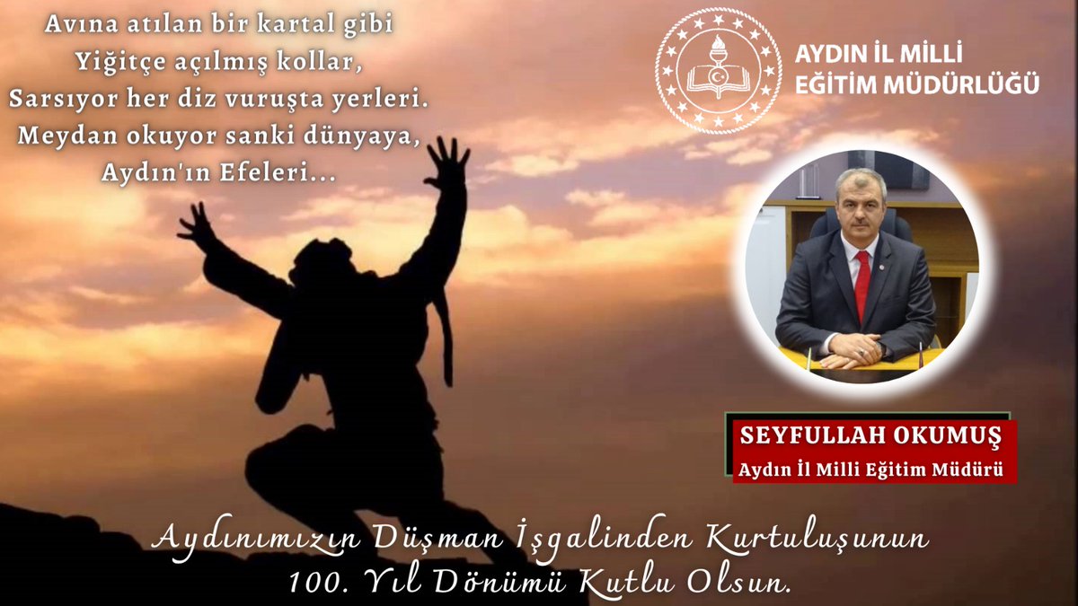 Aydınımızın düşman işgalinden kurtuluşunun 100.yıl dönümünde başta Gazi Mustafa Kemal Atatürk ve silah arkadaşları ile Kuvayimilliye Efeleri’ ni ve şehitlerimizi rahmet ve minnetle yâd ederken, gazilerimize şükran ve saygılarımı sunuyorum.