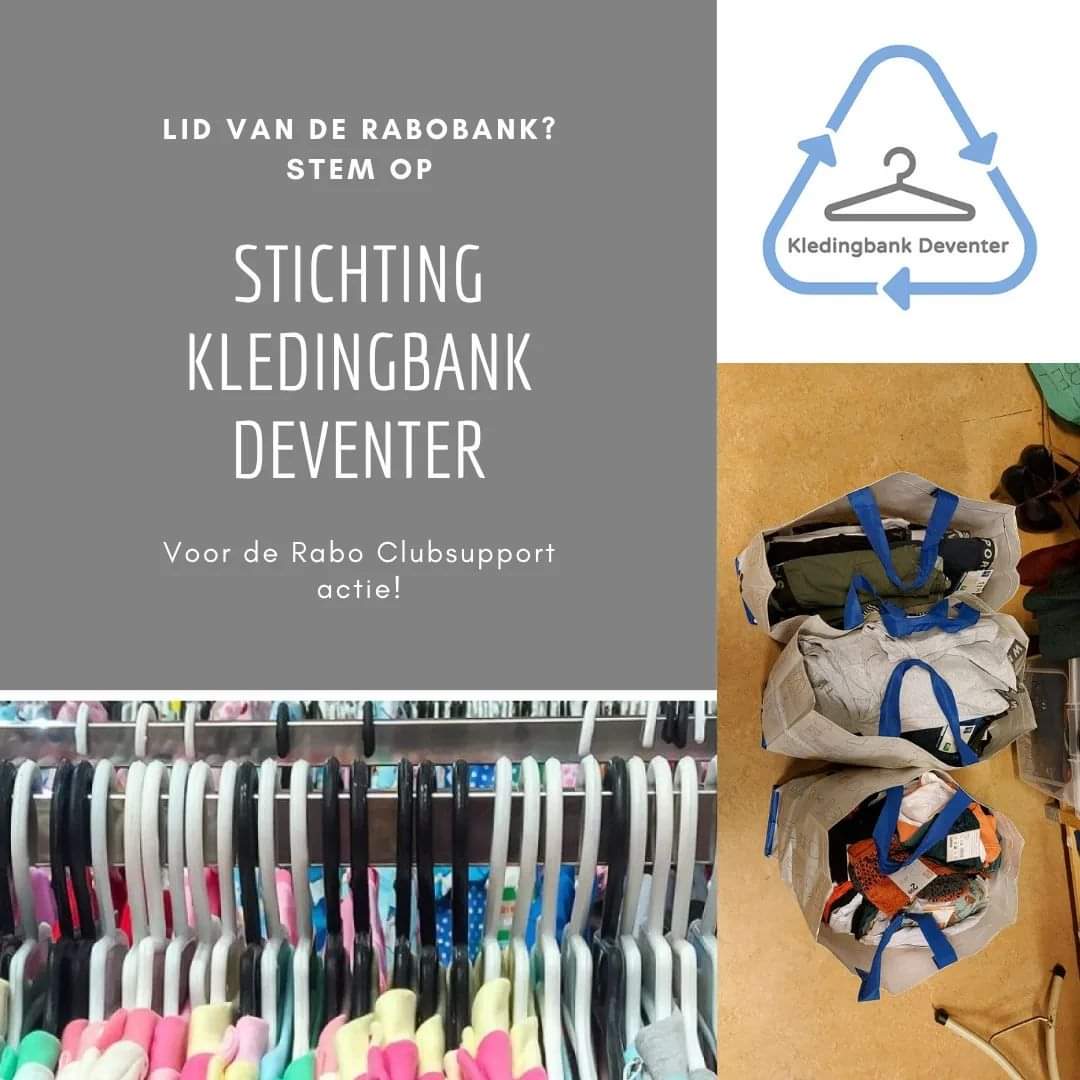 Stichting Kledingbank Deventer; Lid van <a href="/Rabobank/">Rabobank</a> Salland? stem op ons bij de Rabobank ClubSupport actie! Elke stem is geld waard! Van de opbrengst kopen wij weer nieuw ondergoed voor onze bezoekers!💪