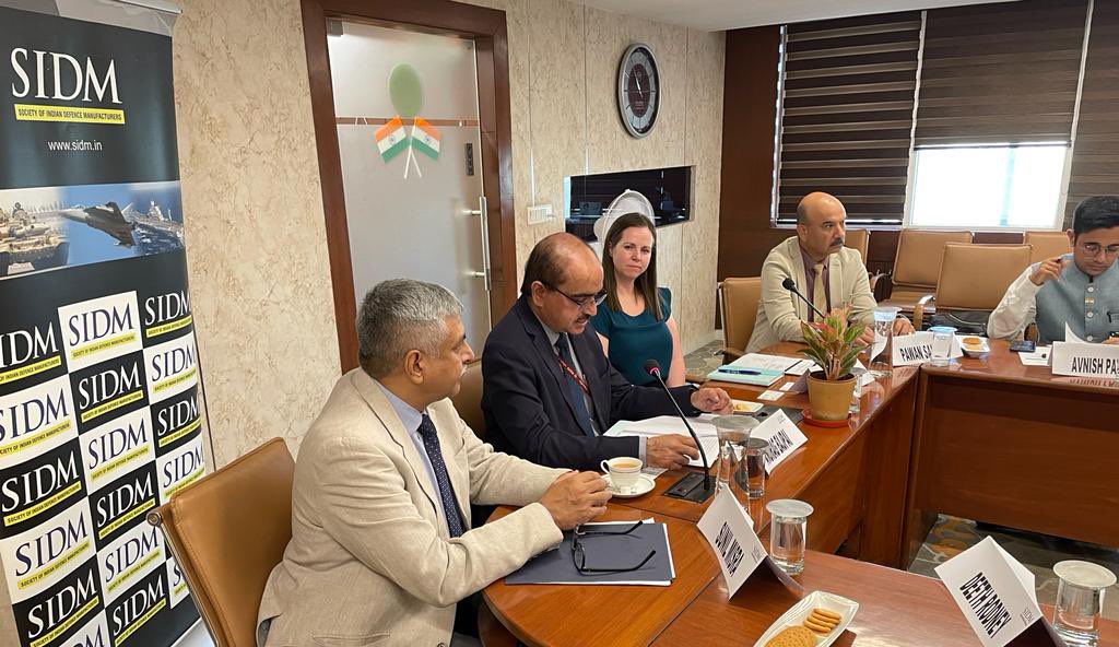 SIDMIndia's tweet photo. #SIDM hosted an interaction with  Ms Kylie Wright, Assistant Secretary, Defence Industry Policy, Australian Department of Defence @DefenceAust and @AnuragB38602977, JS(DIP) wherein discussions on strengthening bilateral #defence cooperation took place. https://t.co/gJjRXdMj5c