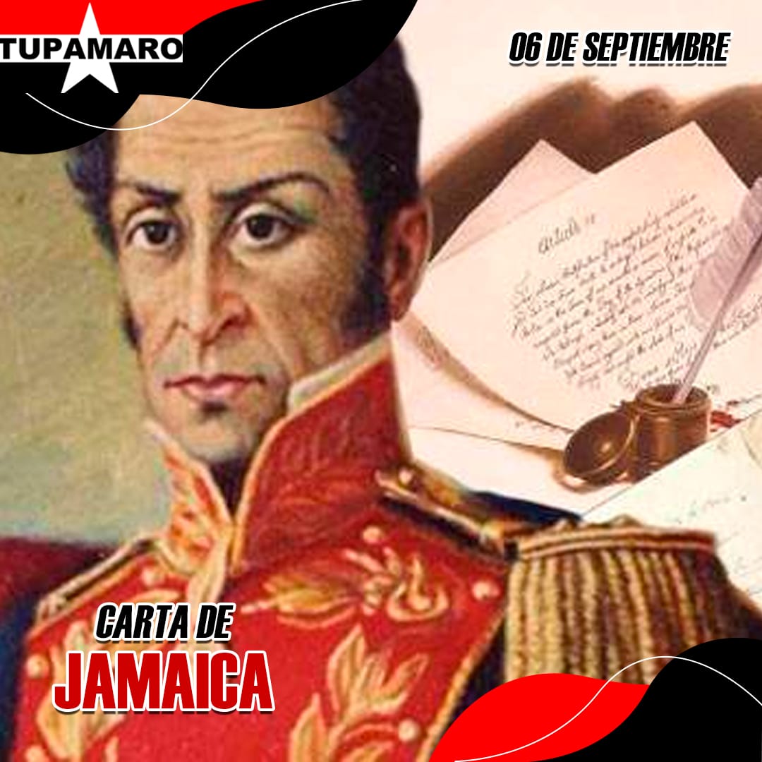 Simón Bolívar.
  “Yo deseo más que otro alguno ver formar en América la más grande nación del mundo, menos por su extensión y riquezas, que por su libertad y gloria" 
 207 años de la carta de Jamaica 

@TupamaroMRT <a href="/BloqLlanero_MRT/">BloqueLlaneroAmazonico_MRT</a>