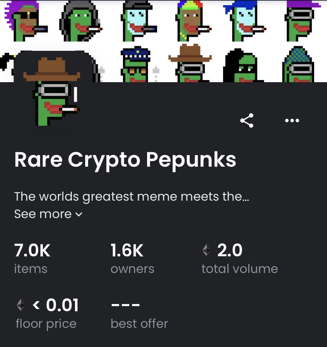 CryptoPepunks's tweet photo. 2 eth traded 
98 to go then ……. 

#Pepunks #Pepeople https://t.co/CjZcFdxAmT
