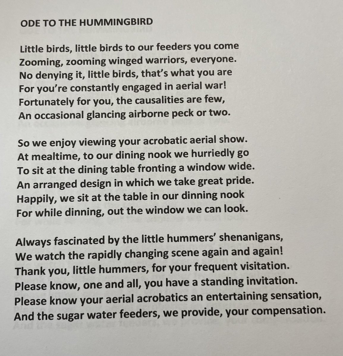 dbob48's tweet photo. ODE TO THE HUMMINGBIRD https://t.co/gFikeRvZ5J