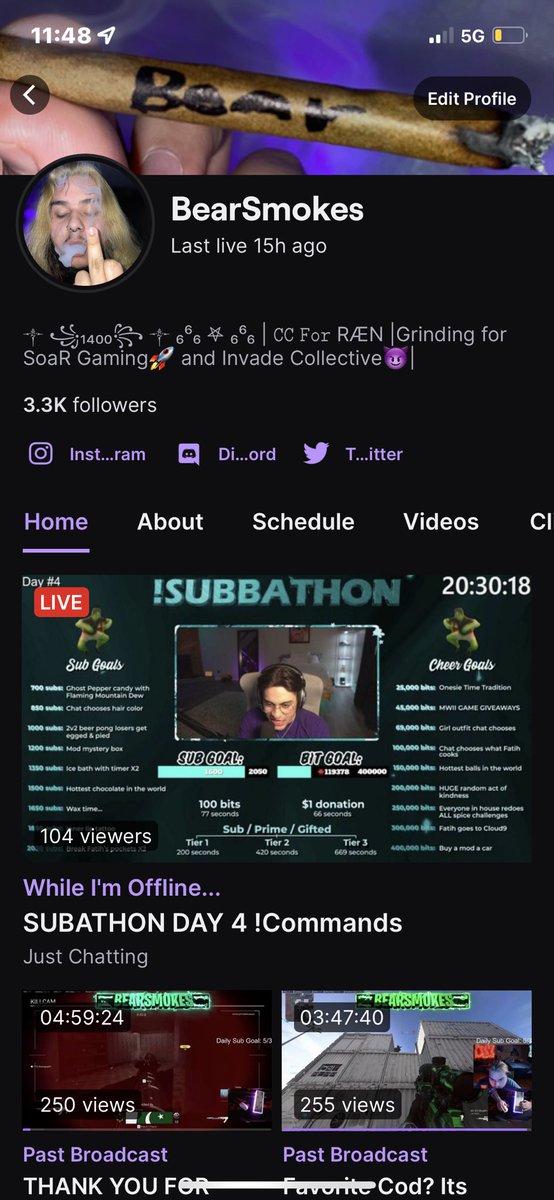 BearSmokess's tweet photo. Sorry im late but thank you so much for 3.3K on twitch<333 #IVSmokes💨 https://t.co/zHVK4uCF39