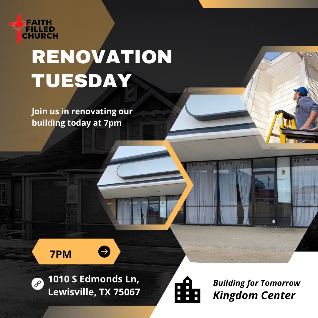 TheFaithFilled's tweet photo. Join us tonight for #renovationtuesday 

We will be painting, renovating and re-organizing our newly named Kingdom Center 

We want to create a location that will be an oasis that provides kingdom solutions to the community near us! 

To sow into it

Text “give” to (832) 558-7753 https://t.co/vQB4dPtgWY