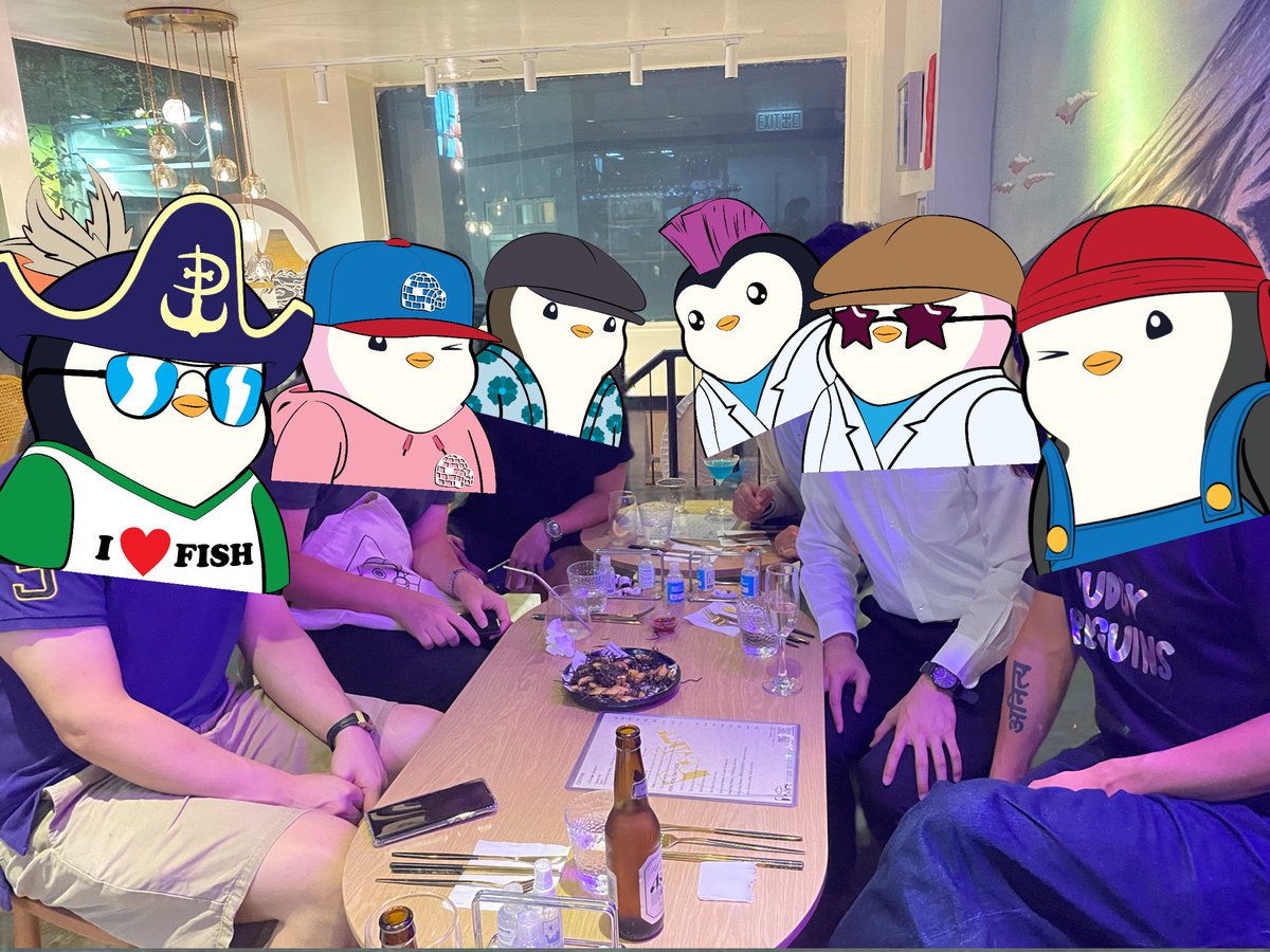 DegenDen_eth's tweet photo. HK huddle saying hi to @Pudgy_Asia! Our first irl meetup in LKF with some HK pengus, and some of us will go Singapore for the penguins party🐧

#HKPengs @angryeasily @lichun_eth @DerekWai @0x729john @anthonyngai1 @DegenDen_eth @pudgypenguins https://t.co/yob04I7mMg