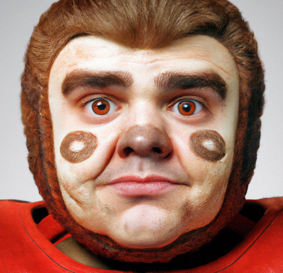 reeve11's tweet photo. [AI Generated] Portrait of Brutus the Buckeye as a human https://t.co/9htVci7hFc