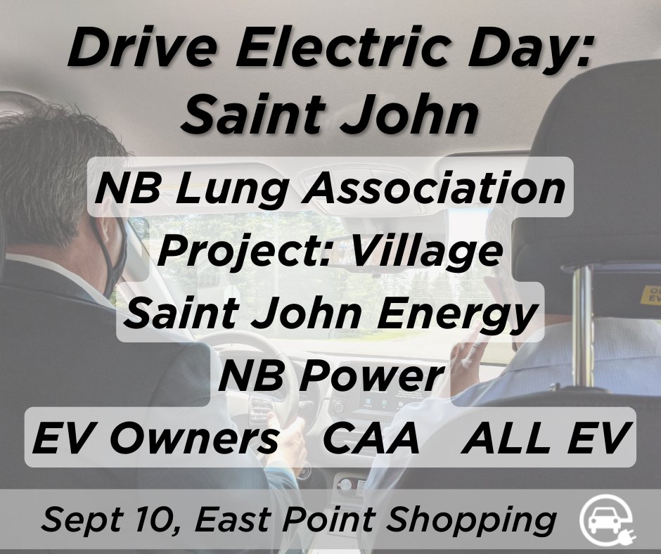DrvElectricAtl's tweet photo. Don't miss out on #DriveElectricDay in #SaintJohn this weekend! Come out to talk to experts and test-drive an #EV! https://t.co/aLDi3IJt3D https://t.co/882B0Ql658
