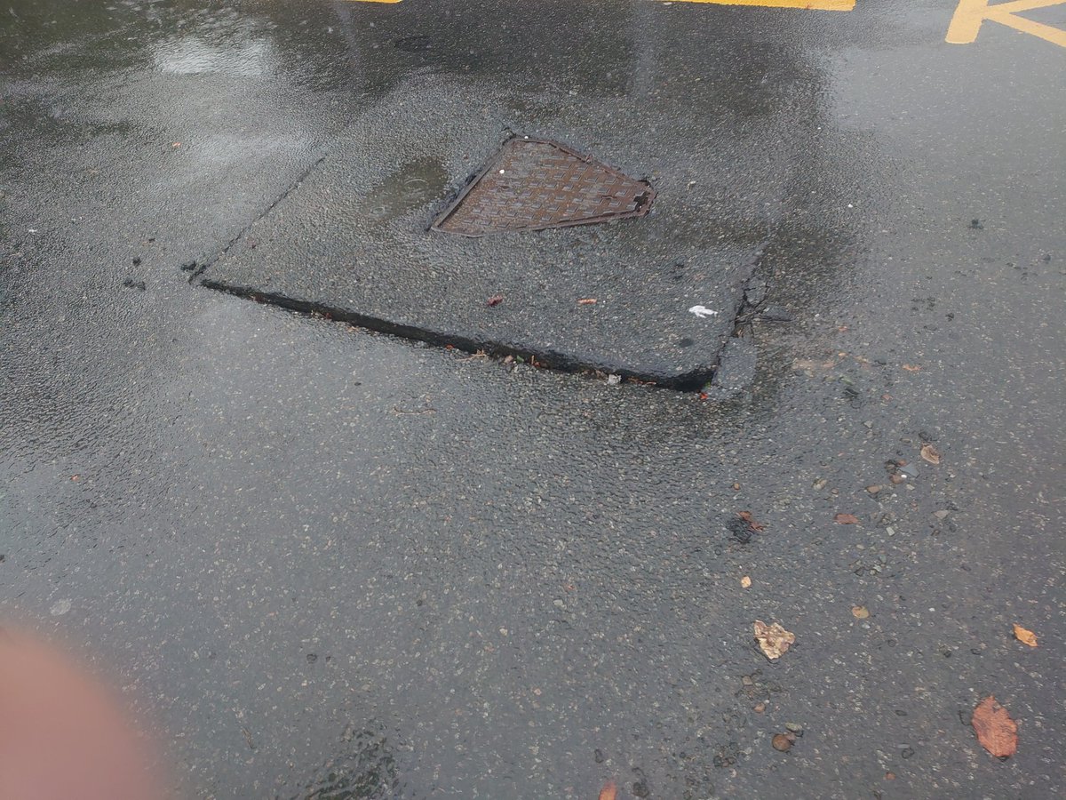 Tideco5's tweet photo. Tideco volunteers responded to today's rain event. Take care travelling up Fir Park as the road has popped where it has been patched near the primary school. Popped manhole covers on the main street have now been put back in place. https://t.co/Qj29I3zjIy