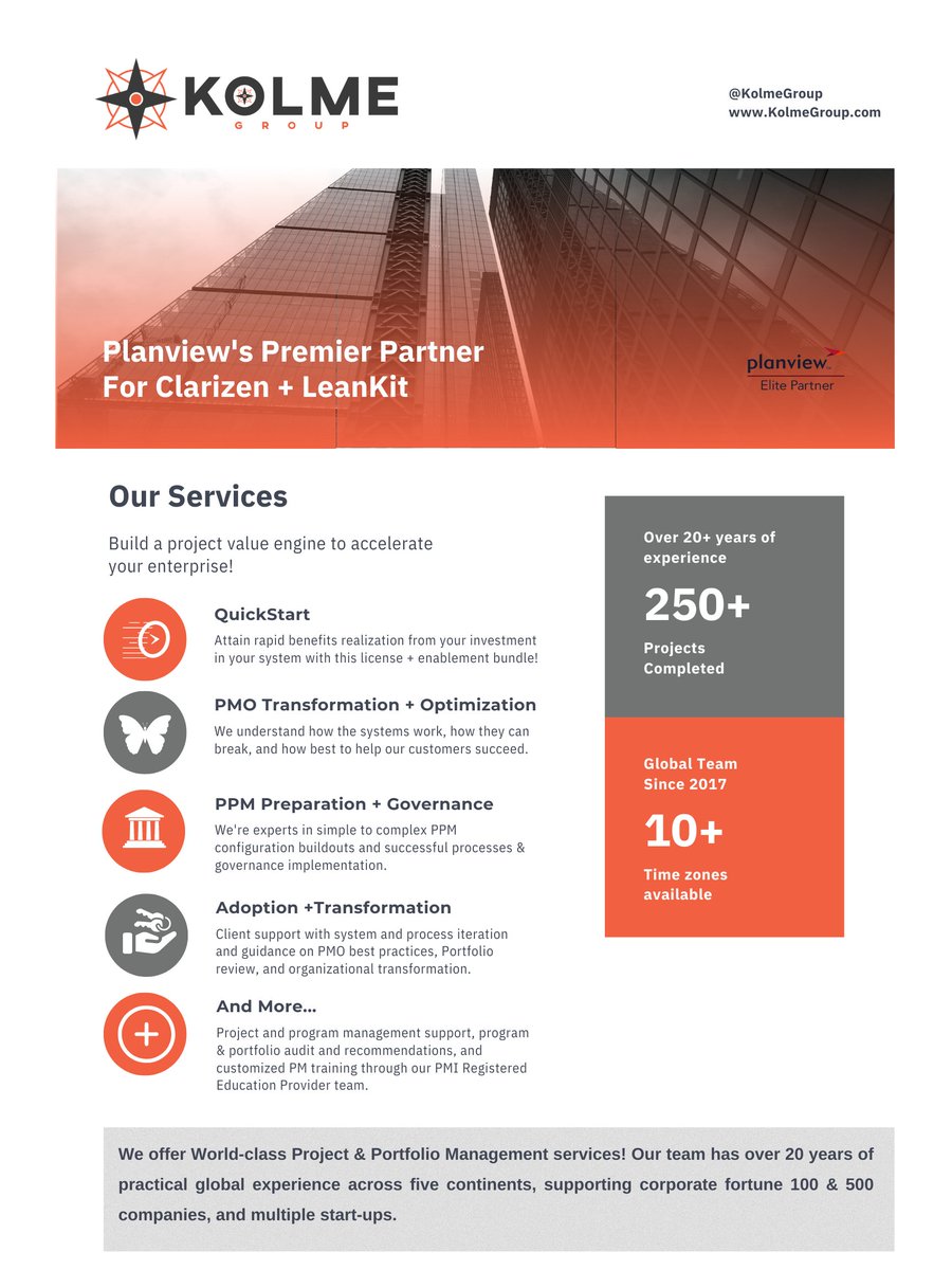 KolmeGroup's tweet image. One of the strengths of @Planview @clarizen is its ability to be configured to a company&apos;s unique business needs.

As a premier implementation partner, @KolmeGroup offers support with various fulfillment services, 👀 ↘️ ⬇️ ↙️

#projectmanagementsoftware #ppmtool #planviewclarizen