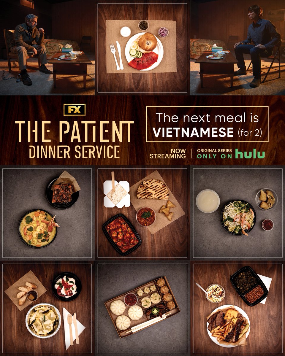 FXNetworks's tweet photo. Join Sam &amp; Alan's mealtime ritual. LA &amp; NYC, Tweet #ThePatientFX + #DinnerGiveaway for a chance to win a free Vietnamese dinner for 2 to enjoy while watching the newest episode of The Patient, only on @Hulu. 🍜📺

NoPurNec.18+VoidWhereProhib.Rules https://t.co/nWLheBqzvs https://t.co/oevjx5NPym