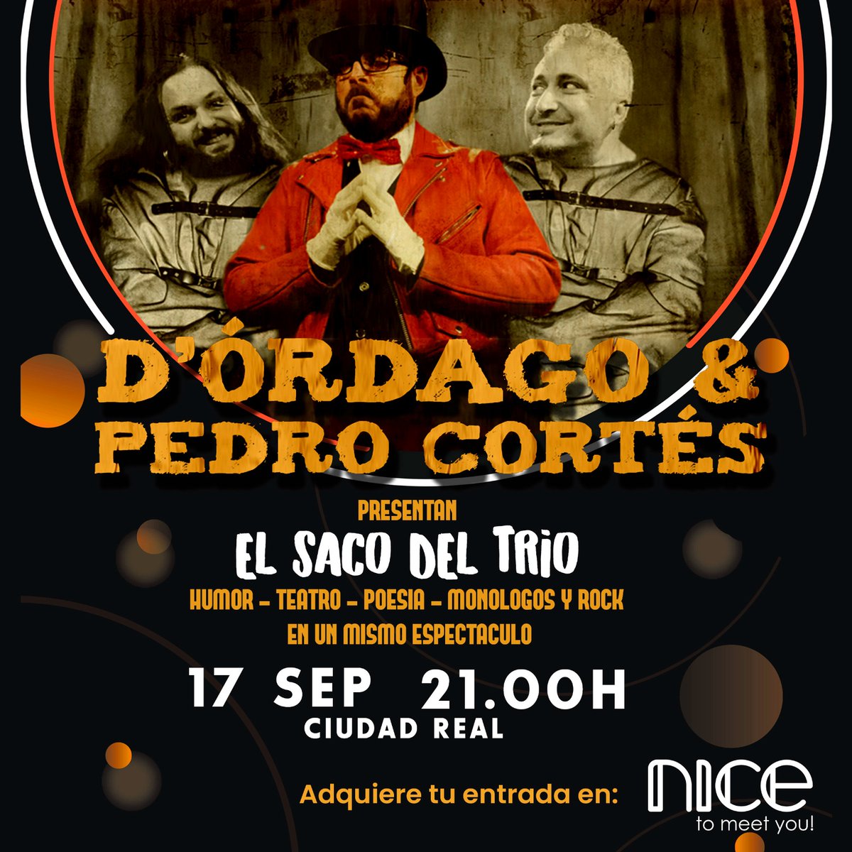 salanicecr's tweet photo. Son la máxima representación del rock  mas canalla y representante nacional en Poetry Sla. Llega a nuestra sala en un mismo espectáculo cargado de humor, poesía, teatro, monólogos y mucho pero que mucho rock: D'órdago y Pedro Cortés presentando El saco del trio. https://t.co/sHD9o1zjGZ