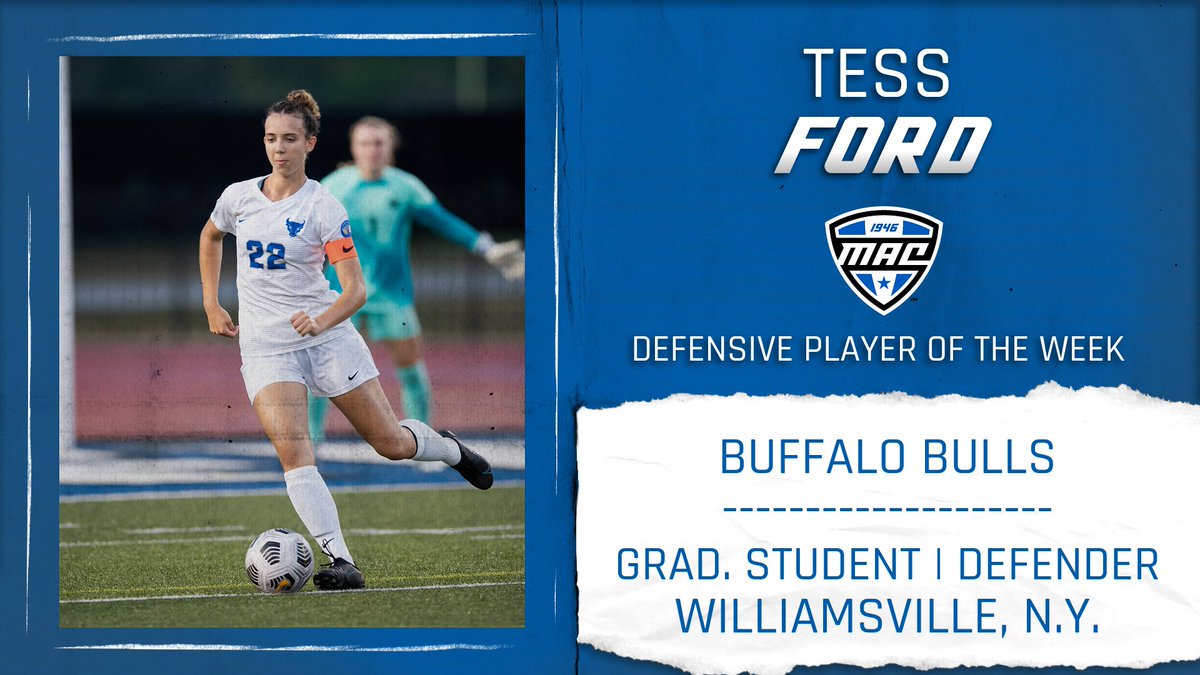 UB's <a href="/tessfordf9/">Tess Ford</a> had a solid week for the Bulls as she anchored the UB back line to two straight shutout victories and added an assist to lead Buffalo to a 2-0 record on the weekend.

#UBHornsUp | #MACtion