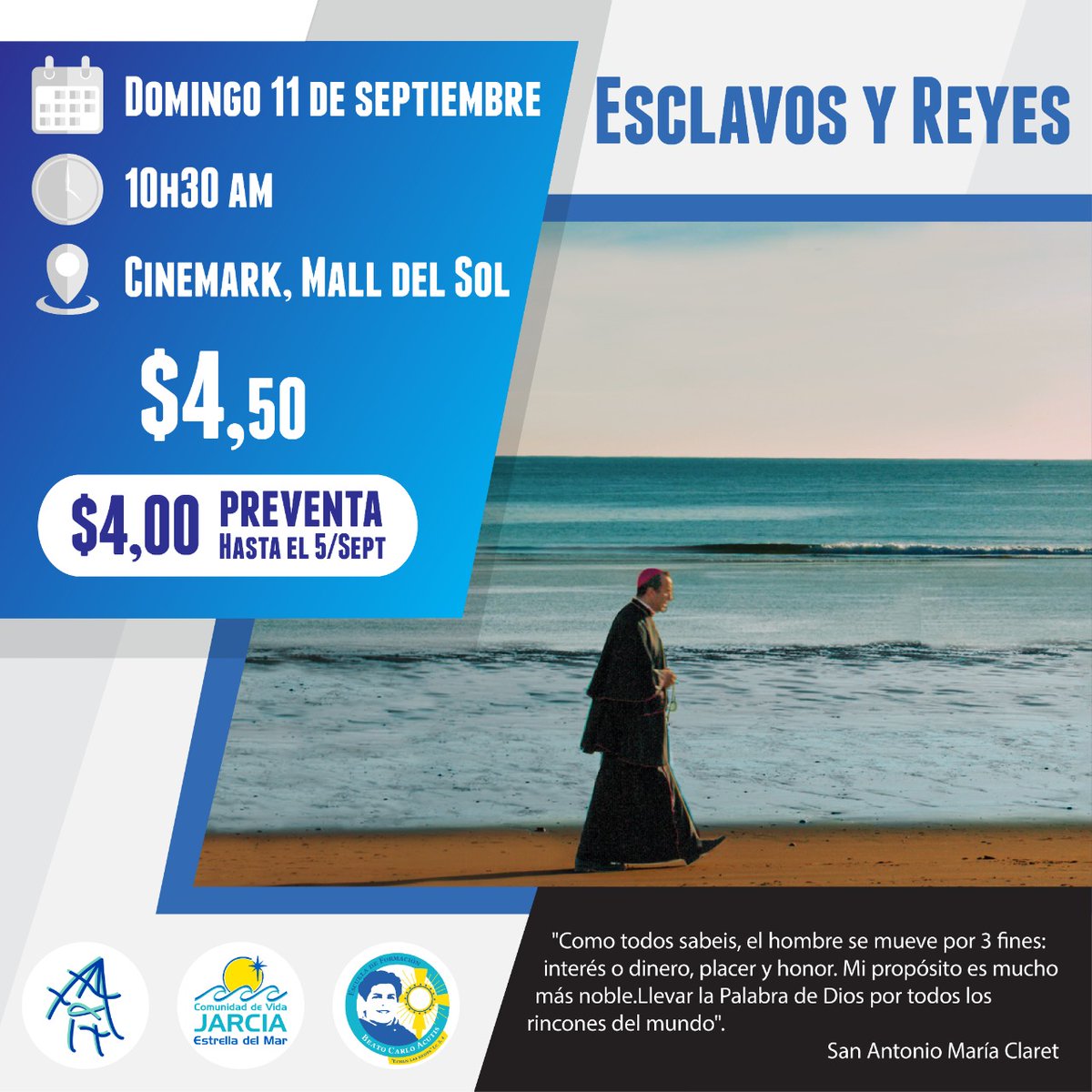 FidesOnline's tweet photo. Un film  basado en la vida de San Antonio María Claret.✨

Conocerás la historia de quien fue arzobispo de #Cuba y posteriormente, confesor particular de la #ReinaIsabel II. 🍿📽

Te esperamos en: 
📍@CinemarkEC
📆 11 se Septiembre
⏰ 10h30 

Tráiler https://t.co/ktnND3OeC6 https://t.co/snH8mhmiN6