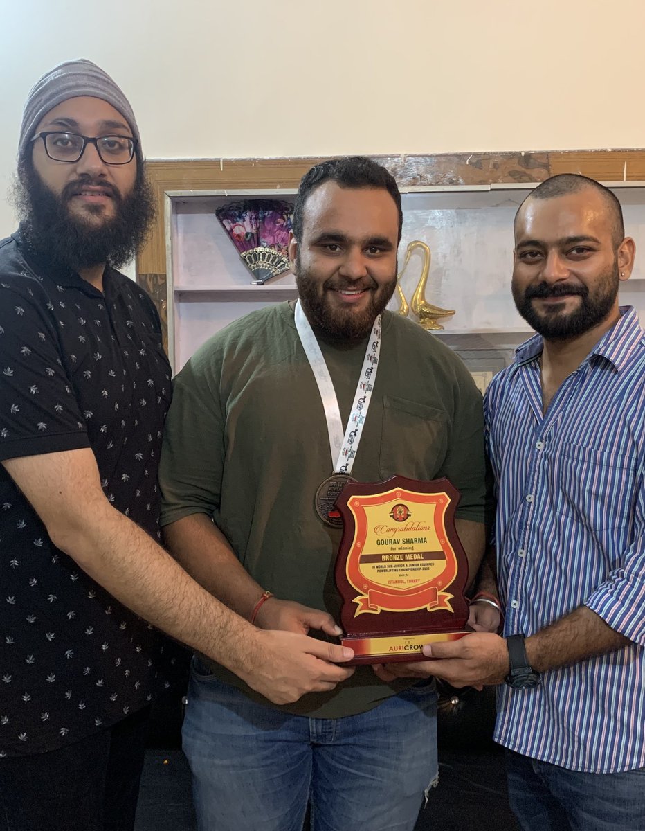 Auricrown's tweet photo. Team Auricrown felicitates Gourav Sharma on his Bronze medal🥉win in World Sub-Junior and Junior Equipped Powerlifting Championship 2022 held at Istanbul, Turkey.
Congratulations and keep shining brother! ❤️ https://t.co/0bxiw47e4Q