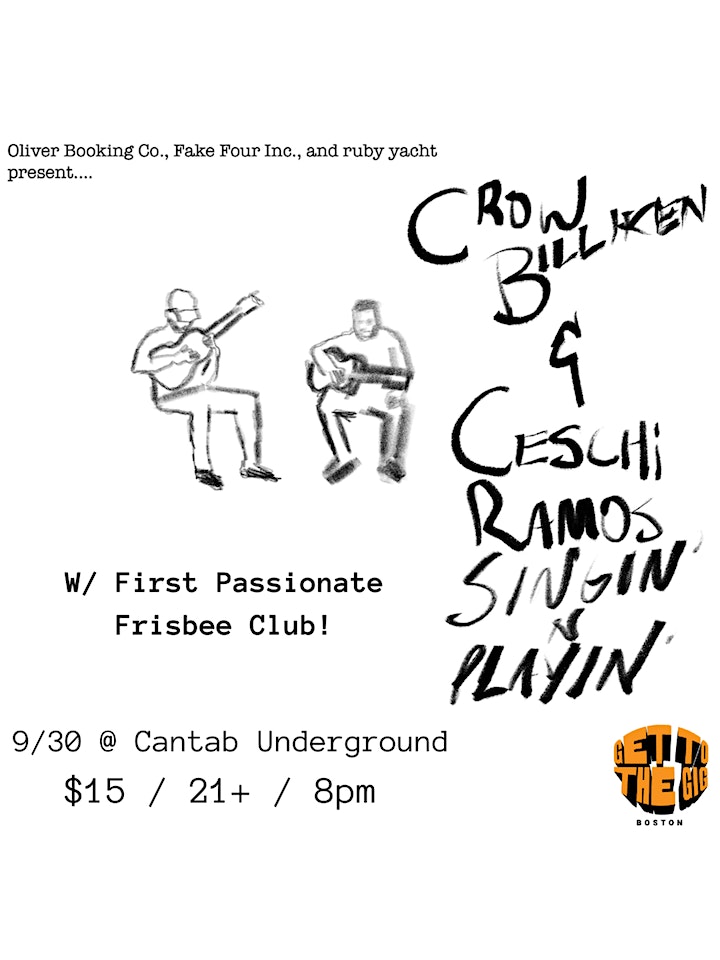 oliverbookingco's tweet photo. 9/30 @rubyyacht &amp; @fakefour unite once more as @crowbilliken &amp; @ceschi rock Cantab Lounge w/special guest @frisbeeclub_
https://t.co/rn5N8SVj7w https://t.co/PtngX0CzhC