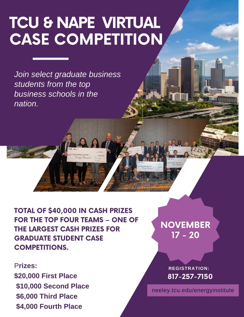 TCUEnergy's tweet photo. TCU &amp; Nape Virtual Case Competition 1st Post https://t.co/nhwxdKaUYG