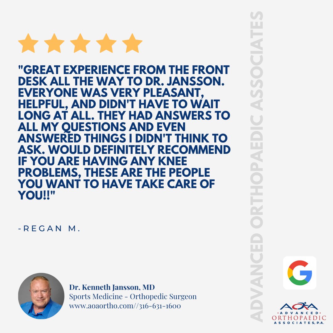 Sports injury or problem? Call our office today to schedule to see Dr. Jansson and his team - (316) 631-1600 or visit us online to learn more at AOAortho.com.