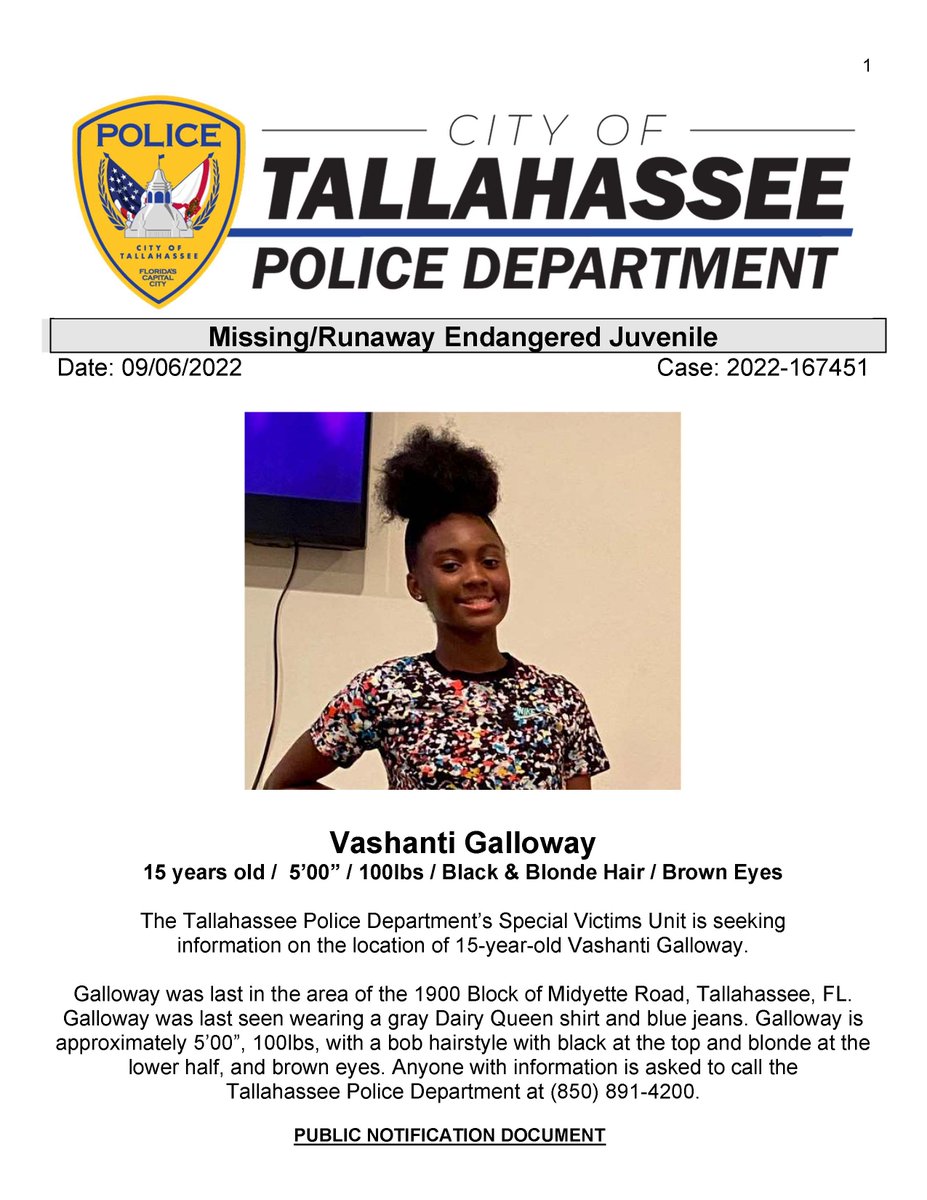 Tallahassee police on twitter please share to help locate this