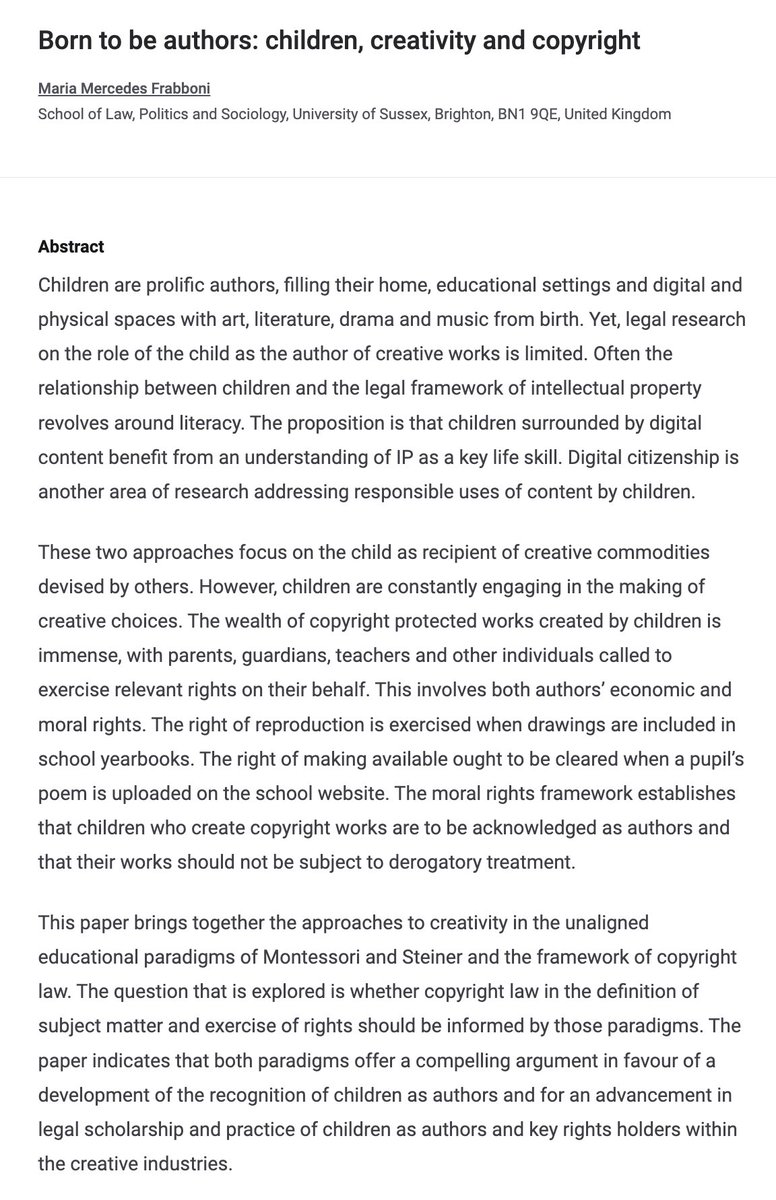My research on 'Born to be authors: children, creativity and copyright' made its debut at the IP Section of the  <a href="/SLSConference/">SLS Annual Conference</a> 2022. I thoroughly enjoyed presenting and receiving questions! Thank you to the organisers and convenors! Here is a preview of the abstract: