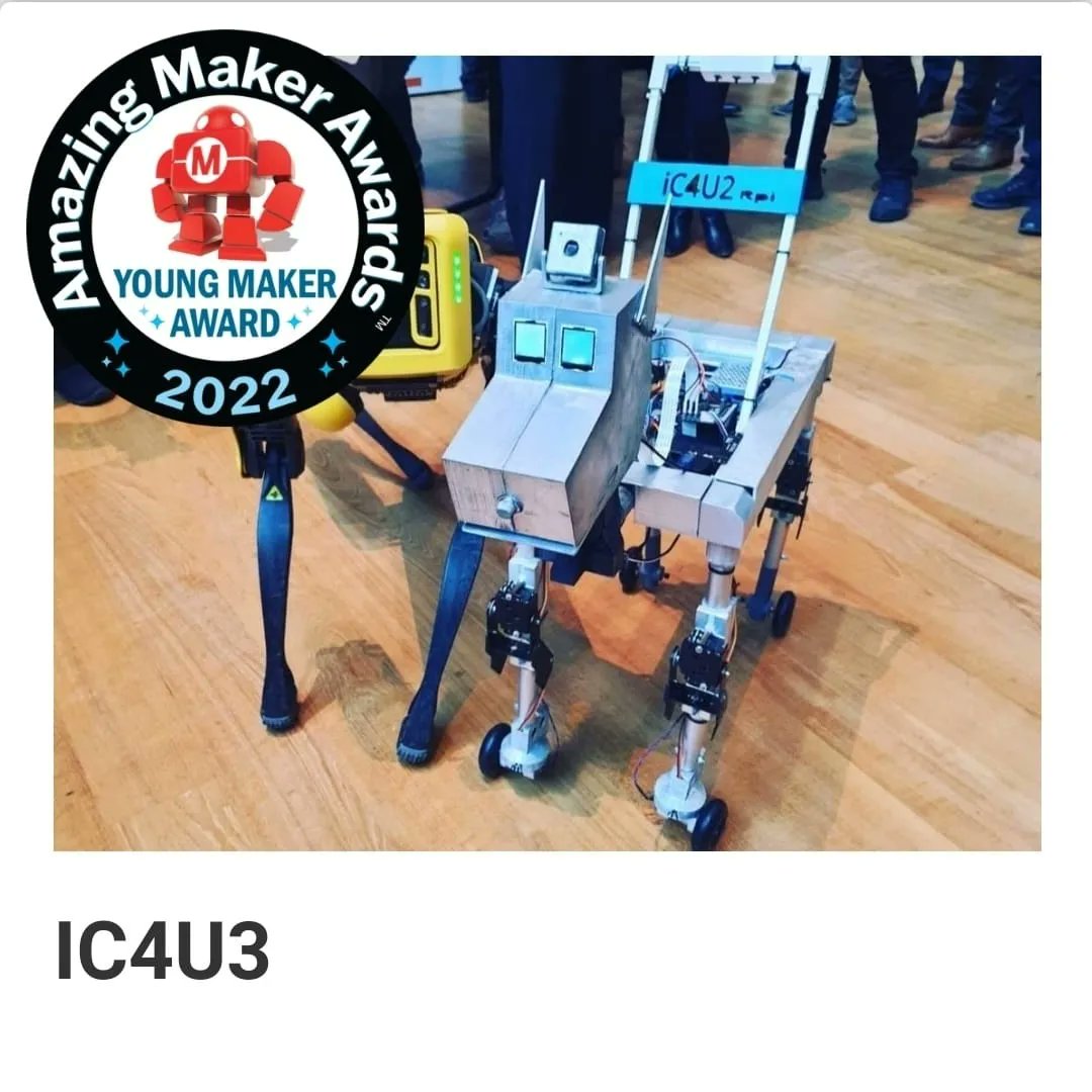 Selinoid2's tweet photo. I'm so happy that I have won the "Young Maker Award" at the first amazing  maker awards by @make I love you #ic4u. Korsan this one is for you ❤️
#selinoid #amazingmaker #robotguidedog #make #makerfaire #makersgonnamake #amazingmakeraward #ilovemydog #socialimpact #ai4good https://t.co/FJUtPVmNrh