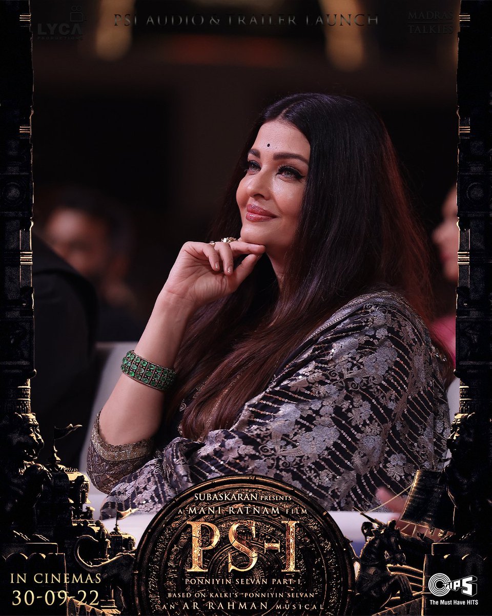 timepasspage's tweet photo. The ever gorgeous #AishwaryaRaiBachchan our very own Nandhini ✨ at the #PS1 🗡️ Music &amp; Trailer Launch Event ✨

#PonniyinSelvan 🗡️ #PS1AudioLaunch #PS1Trailer

#ManiRatnam @MadrasTalkies_ @LycaProductions @arrahman @tipsofficial @tipsmusicsouth 
#ManiRatnam https://t.co/ADcW7DLISb