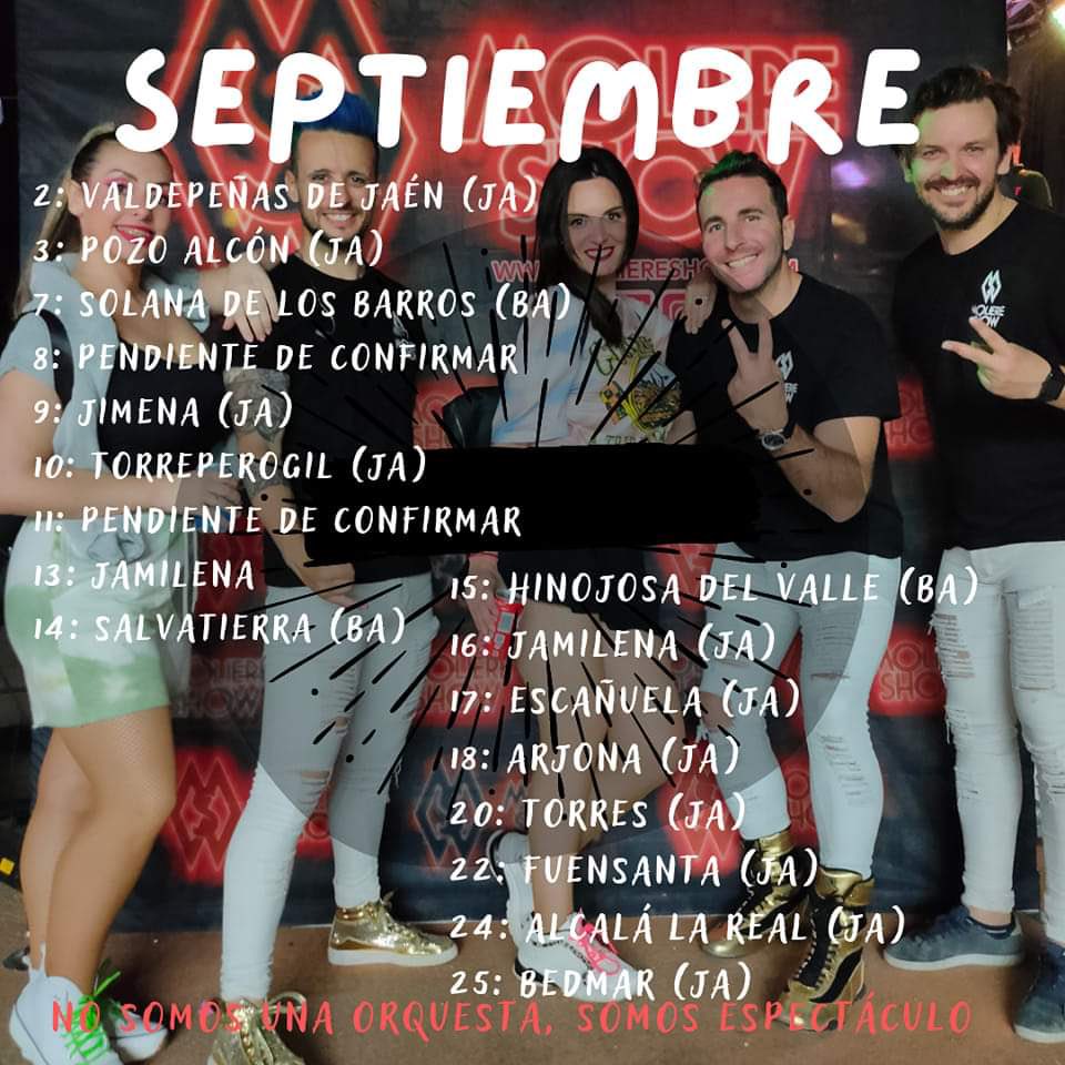 😁 Te presentamos a la primera de las orquestas que participará en nuestras Fiestas Patronales: Moliere Show 👏🏼

Próximo 20 de septiembre a partir de la 1:00h, ¡te esperamos! 😉

📍 Caseta Municipal

#Torres #TorresAvanza #Cultura #FiestasPatronales