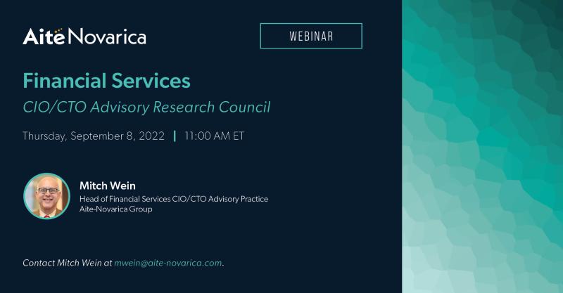 Mitchell Wein (@mitchellwein) on Twitter photo This Thursday, #financialservices #IT leaders will discuss #digitalstrategy practices to drive business transformation during our 9/8 #CIO/#CTO Research Council virtual meeting. Email me at mwein@aite-novarica.com to join the conversation. This Thursday, #financialservices #IT leaders will discuss #digitalstrategy practices to drive business transformation during our 9/8 #CIO/#CTO Research Council virtual meeting. Email me at mwein@aite-novarica.com to join the conversation.