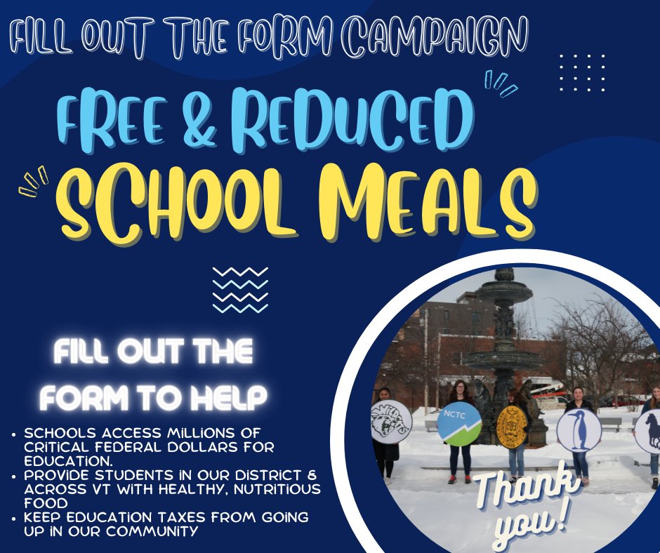 FairfieldSch_VT's tweet photo. Even if you believe you don't qualify for this program, just by completing the form it can help your school receive more federal funding. https://t.co/CHxUwI0aOo https://t.co/1OaUdyERkU