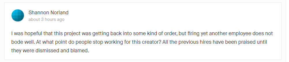 premiumberries's tweet photo. Can we also acknowledge how @TeraTigerStudio has now "dismissed" FOUR employees in less than six months, praising them the entire time up until they're "dismissed," and then suddenly they're being blamed for the failings of the business? This is sketchy as all hell. https://t.co/PoKZ84Bhv7