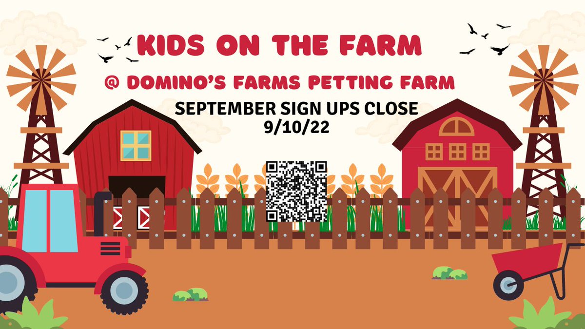 petting_farm's tweet photo. Kids on the Farm September Sign ups will close this week! 
Will you join us for special stories, songs, activities, and close-ups with our animals?
Scan the QR code or follow this link: https://t.co/gwWOygEczt https://t.co/YSCAUB6q0H