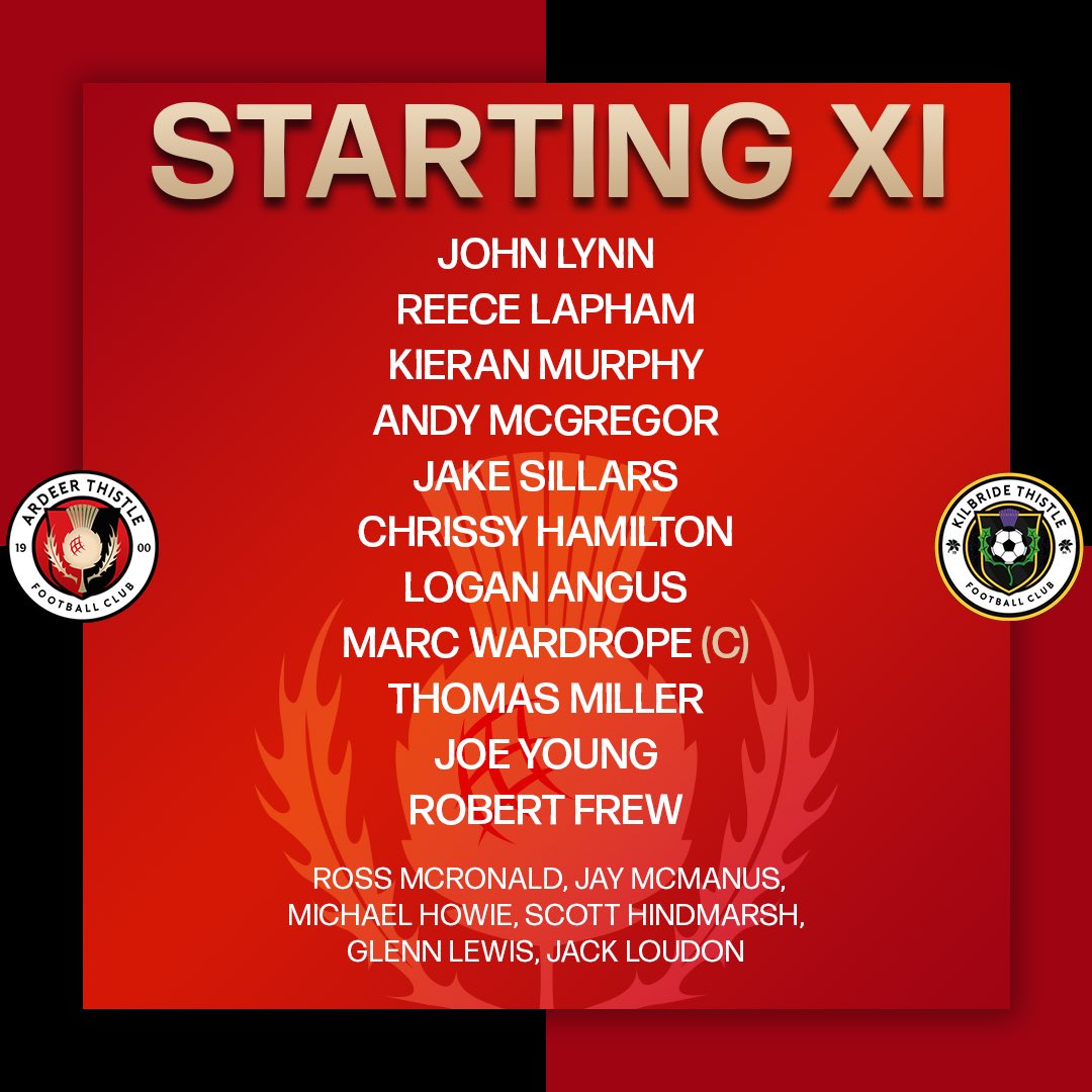 📰 𝗧𝗘𝗔𝗠 𝗡𝗘𝗪𝗦

Here is how we line up tonight against Kilbride Thistle!

#monthethistle ❤️