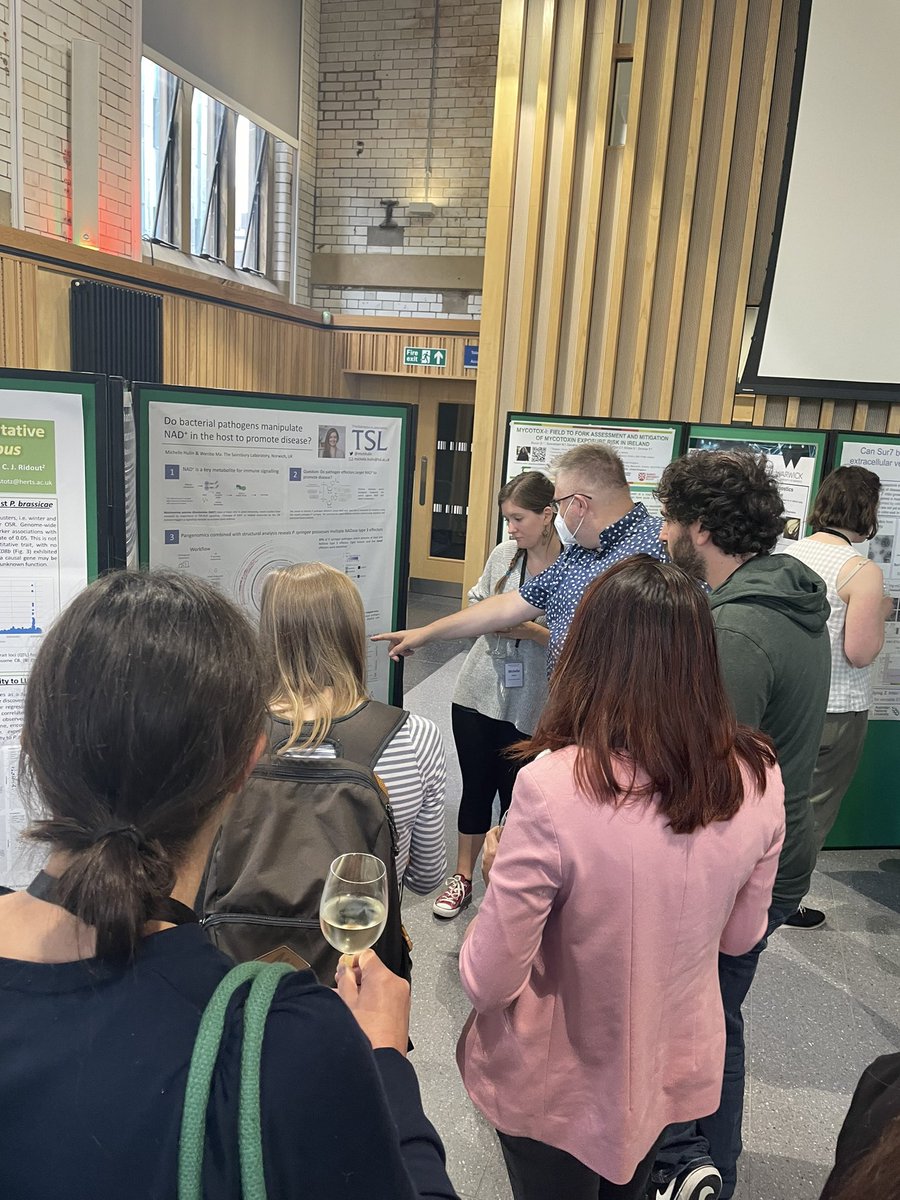 wenboEffector's tweet photo. Poster session! #bspp2022 make sure to visit @michhulin who is presenting exciting new findings on type 3 effectors with NADase activity. Pangenomics, structure modeling, docking, and function! @TheSainsburyLab https://t.co/2sGk3vifCs