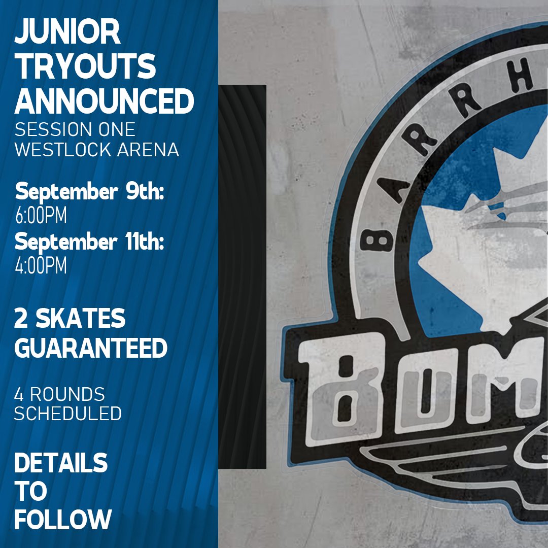 BarrheadBombers's tweet photo. JUNIOR TRYOUT REGISTRATION IS OPEN

For registration information, please visit the Bombers website at:
https://t.co/ThpoUuGzZm

#barrheadbombers #Juniorhockey #icehockey #CAJHL https://t.co/aNHbH4skze