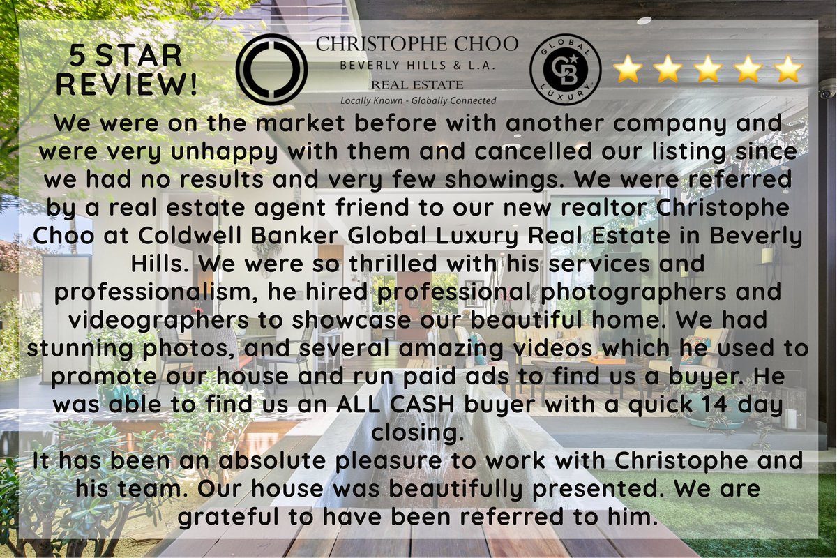 Christophechoo's tweet photo. A happy 😊 and satisfied client and a 5 star ⭐️⭐️⭐️⭐️⭐️ make it all worthwhile! I was so thrilled and happy to be of service to these clients in selling their $3,750,000 home 🏡 in the Venice Beach 🏖 areaa of Los Angeles. Thank you! 😉🙏🏼👍🏻
#Wantchoo #iwantchoo #christophechoo https://t.co/STpGsPuIRm