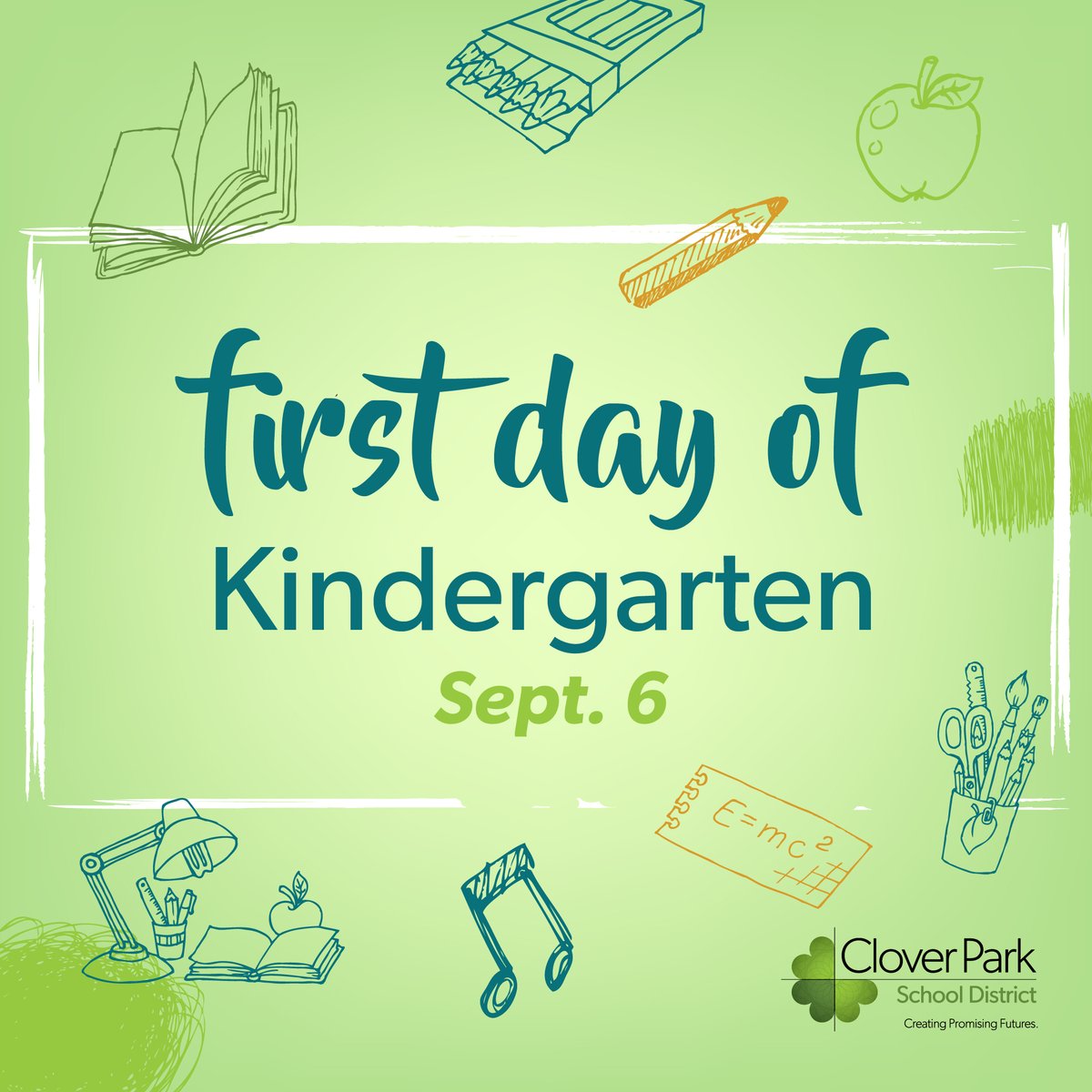CloverParkSD's tweet photo. It's the first day of school for kindergartners in Clover Park School District! ππ¨ Share your first day photos with the hashtag #CPSDFirstDay so we can see our newest students enjoying the very first day of their school journey! https://t.co/tkj0EDjUmG