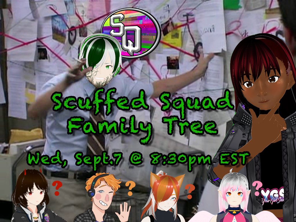 GameandGlam88's tweet photo. Let the Chaos Commence, yup we are finally gonna map out all the scuff squad family members once and for all!! Tune in this Wednesday at 8:30pm est to fund out where you fit in! #scuffsquad #discord #yourgirlsasha #familytree #twitch #asabora https://t.co/akanutzDQy