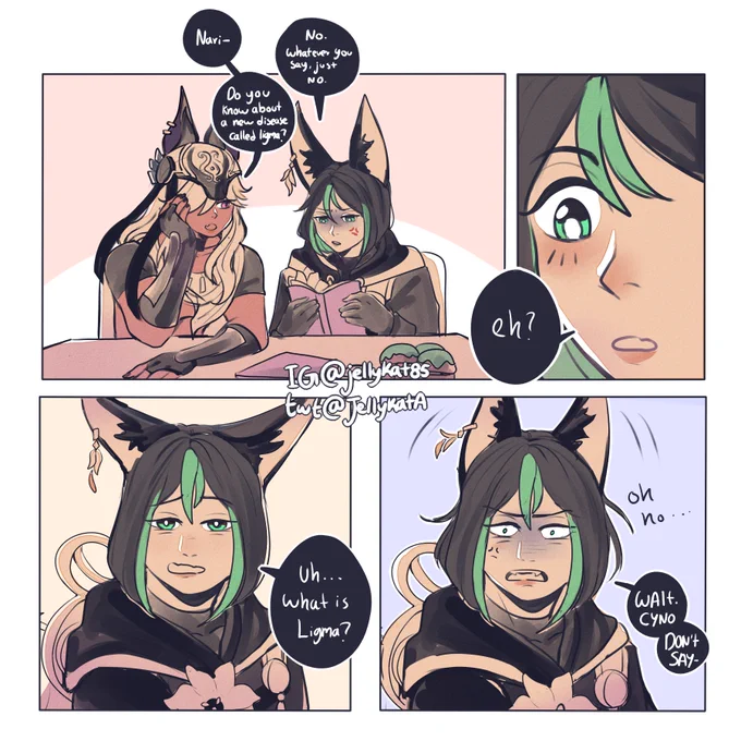 No matter how smart you are, we've all been victims of a ligma joke.

#原神  #GenshinImpact  #Tighnari #Tignari  #Aether  
#paimon #cyno #cynonari 